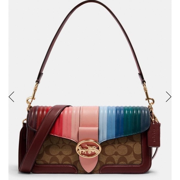 💘 Georgie Shoulder Bag Signature Canvas W/🌈 - Picture 5 of 5